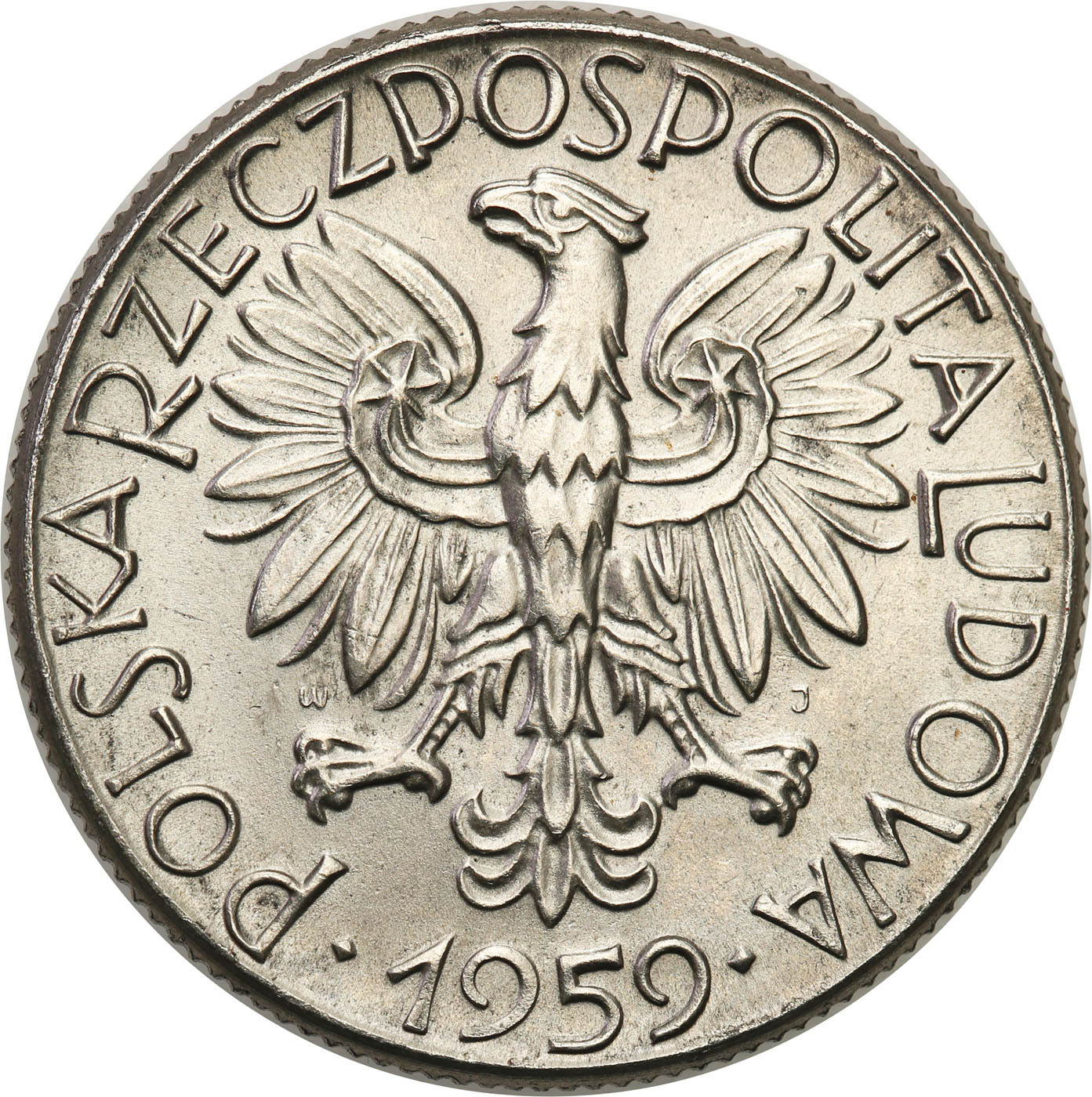 PRL. PRÓBA Nikiel 5 złotych 1959 Młot i Kielnia